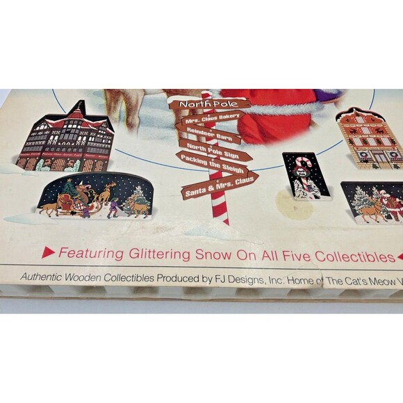 The Cats Meow Village North Pole Collection Wooden Shelf Sitter Complete Set - Picture 4 of 16